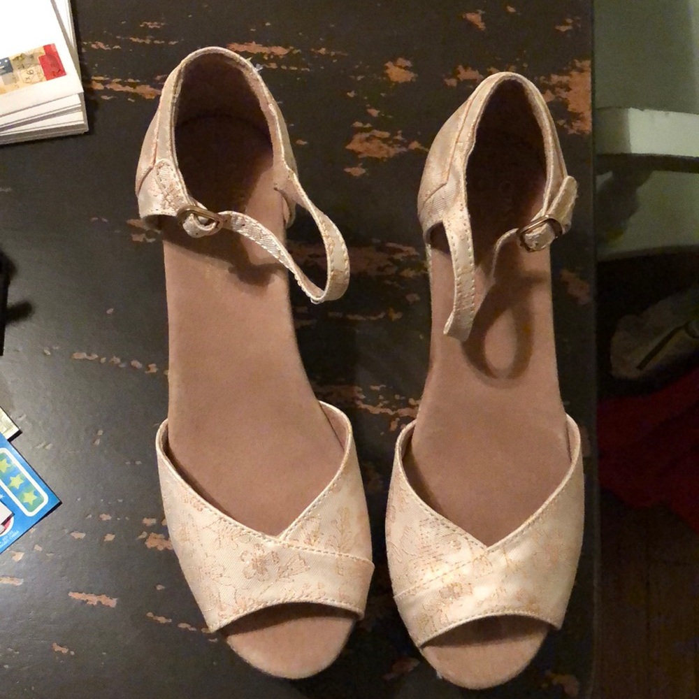 TOMS Floral Jaquard Platform Wedges, Size 8